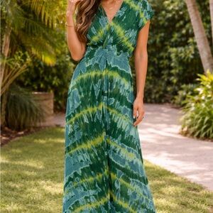 New NWT YFB YOUNG FABULOUS & BROKE MACI Maxi TIE DYE DRESS Size L